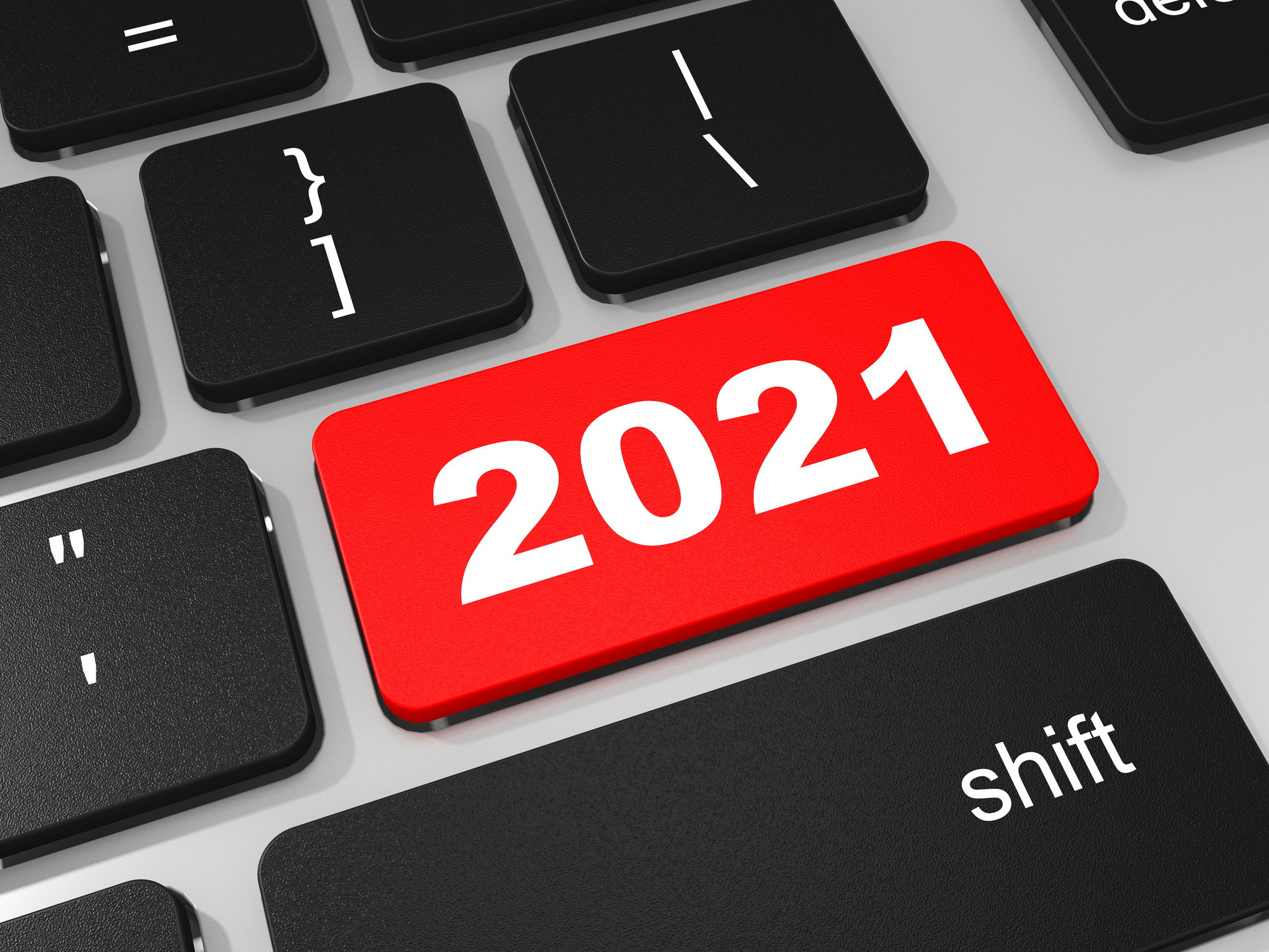 2021 new year key on keyboard