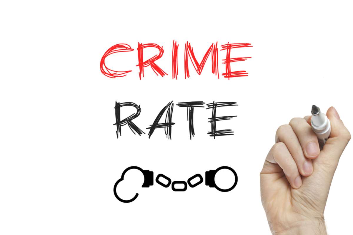 Hand writing crime rate on a white board