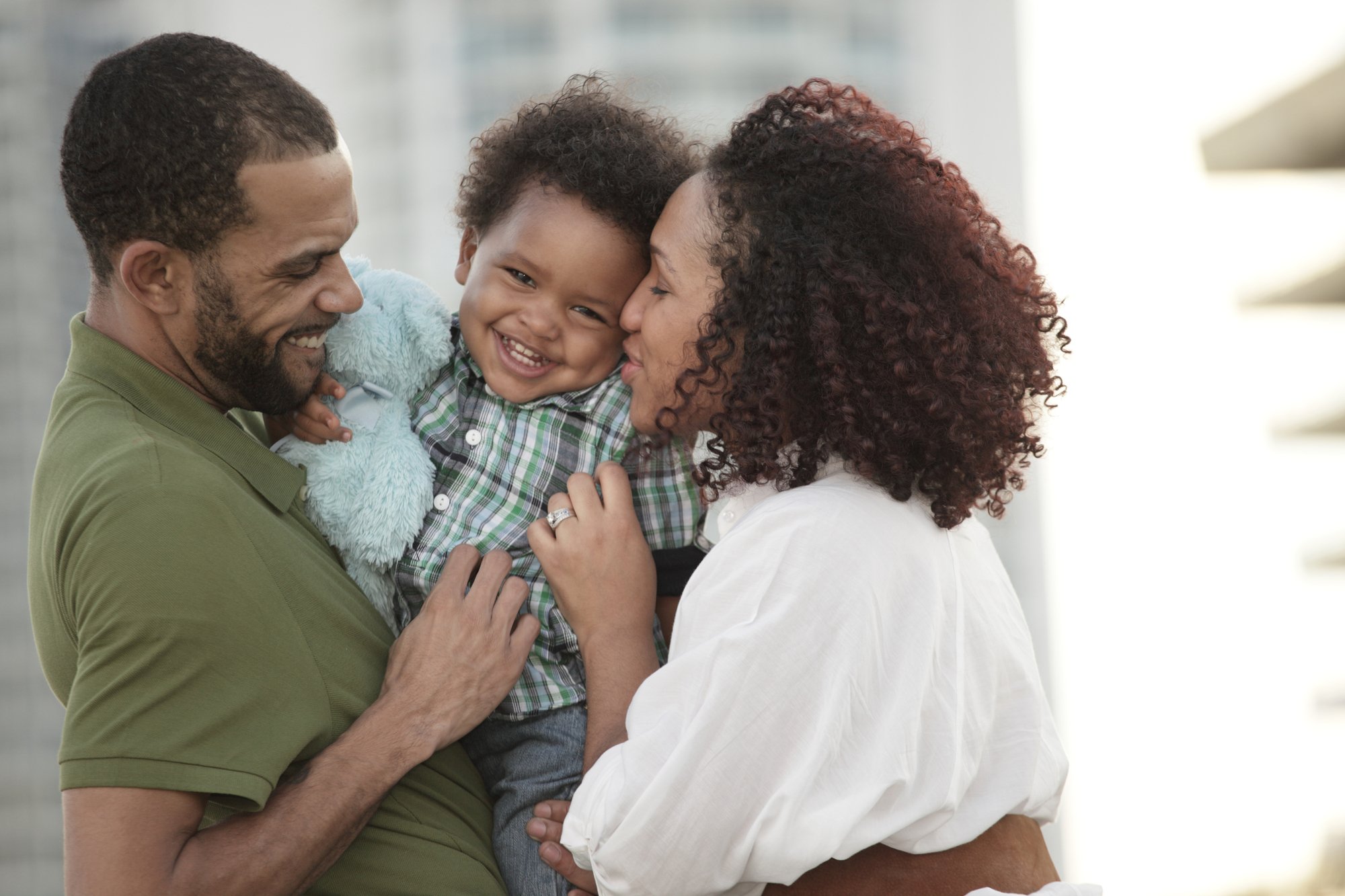 Happy young African American family