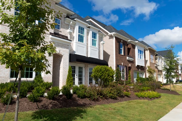 Street of new town homes